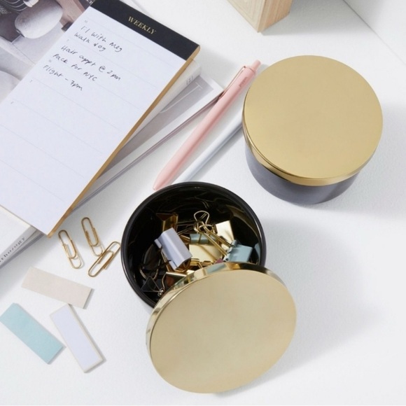 Z Gallerie Black and Gold Accent Multi Use Storage Canisters - Set of 2 - Picture 3 of 5